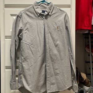 Men’s gray button down polo shirt